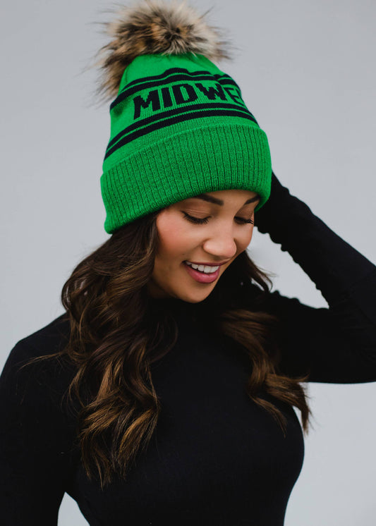 Green & Navy Midwest Pom Hat