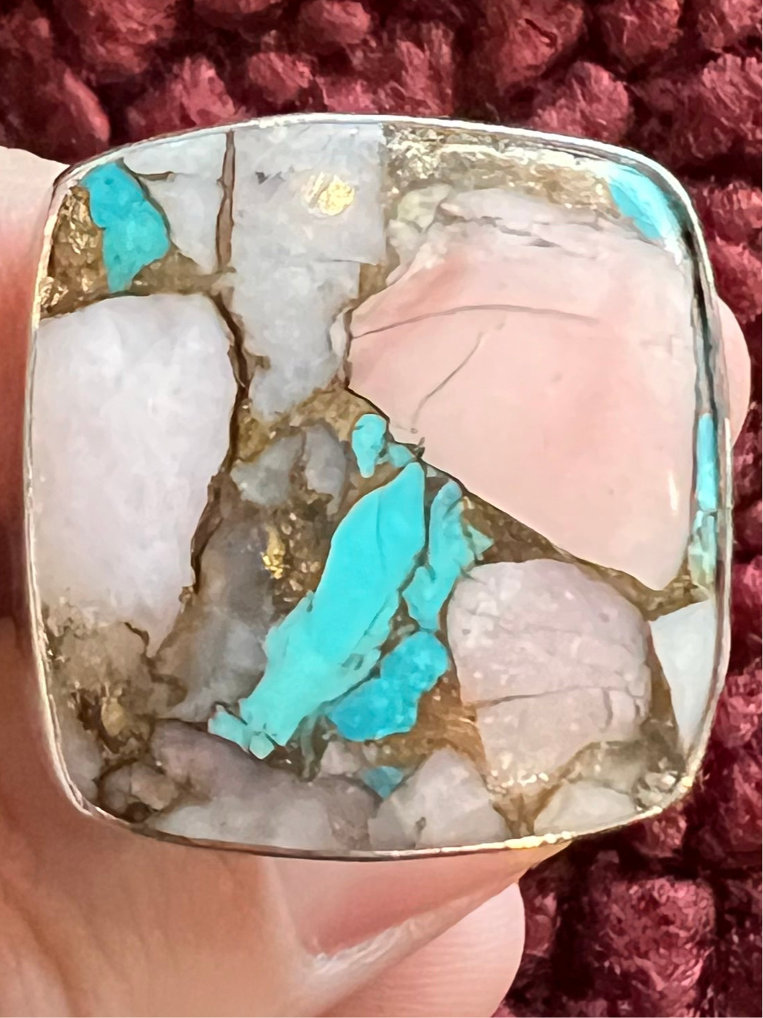 Pink Opal Turquoise Ring | Adjustable