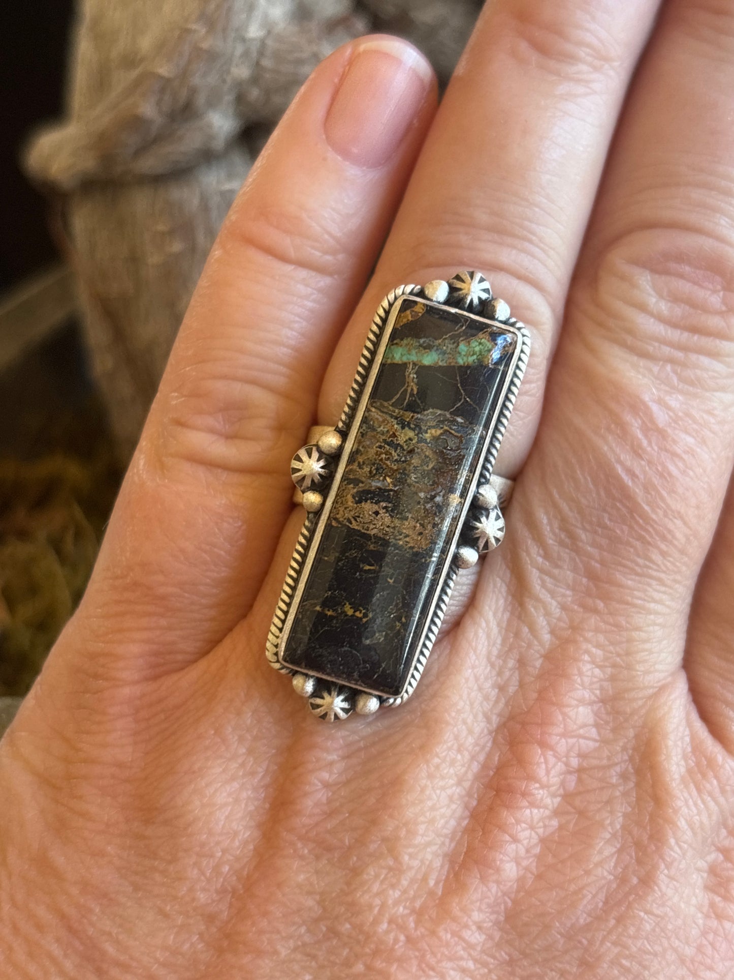 Black Jack Turquoise Ring | Adjustable