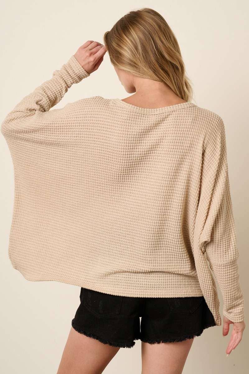 WIDE STRIPE ROUND NECK OVERSIZED KNIT TOP