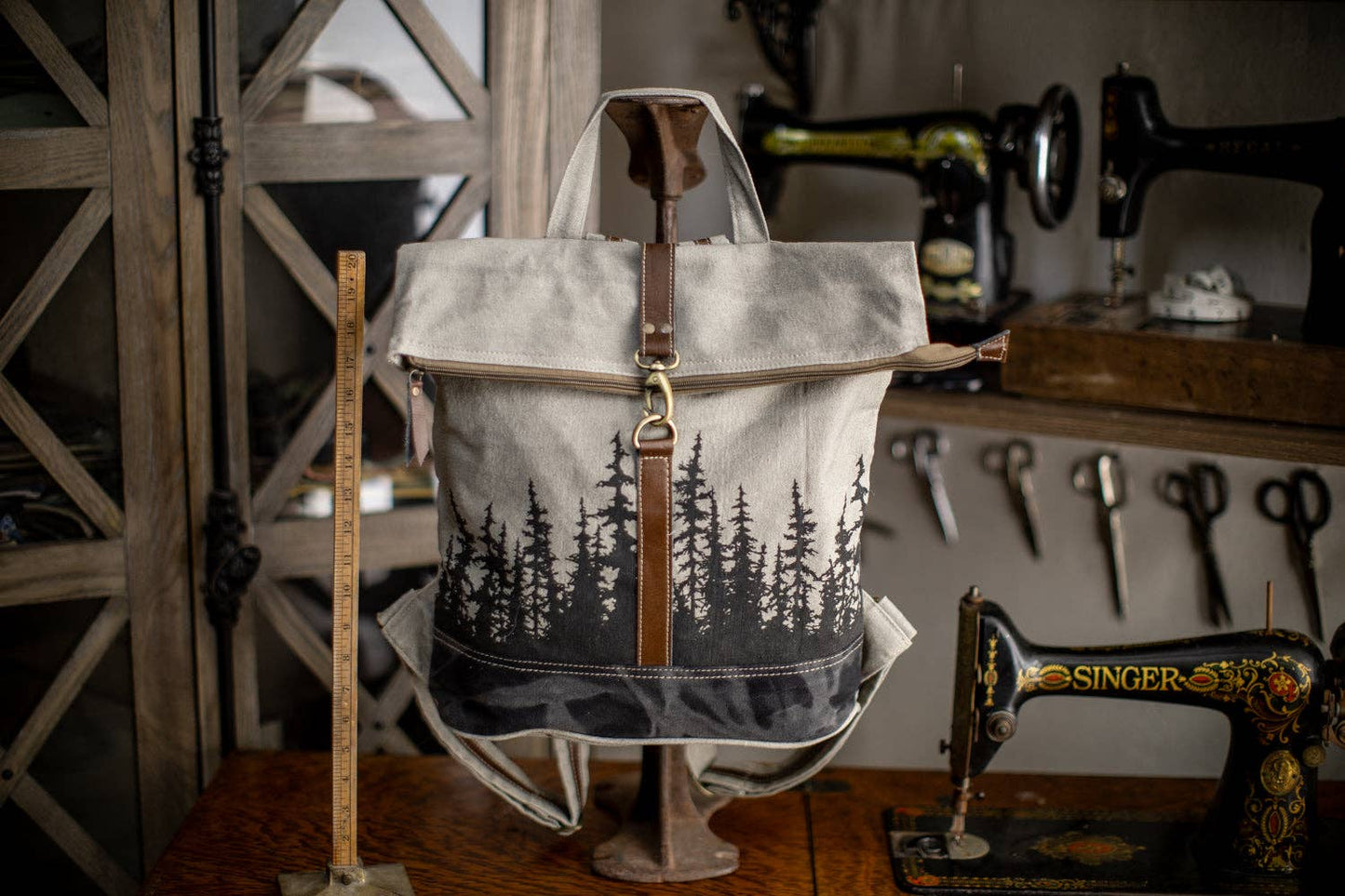 Black Spruce Forrest Recycled Canvas Backpack