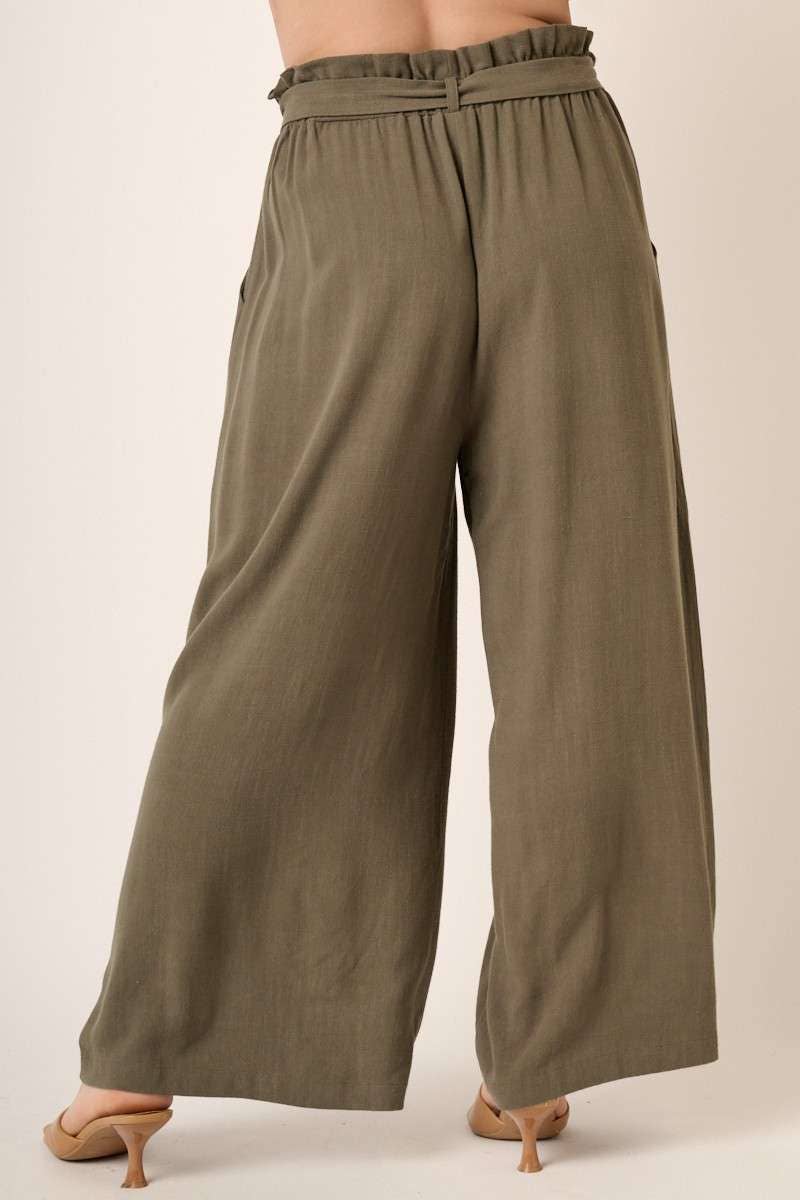 PLUS PAPER BAG TIE DETAIL WIDE LEG PANTS