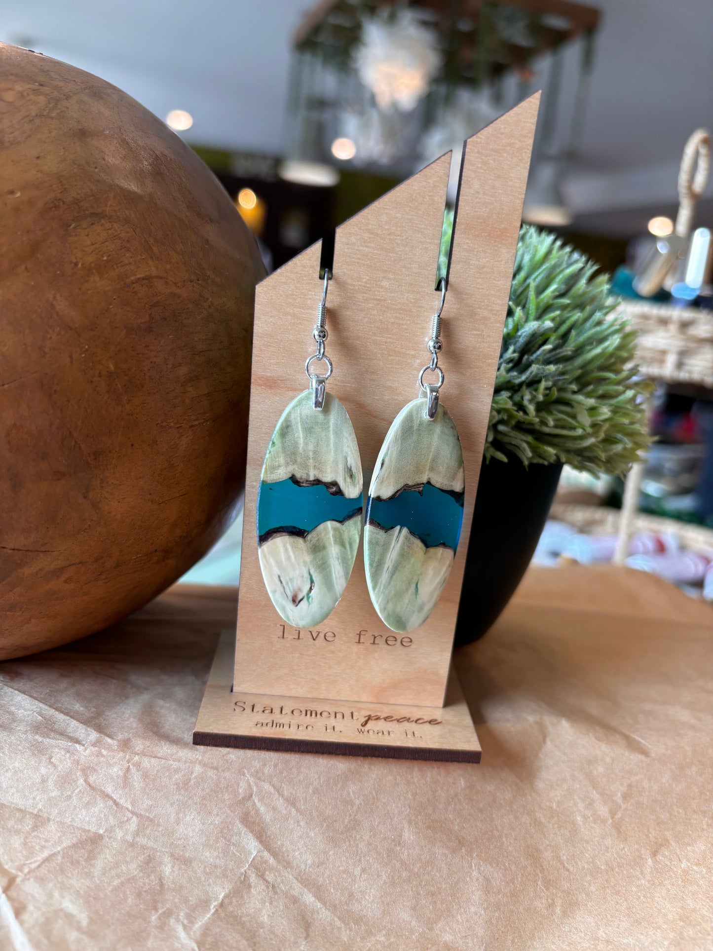 Handcrafted Wood & Resin Earrings