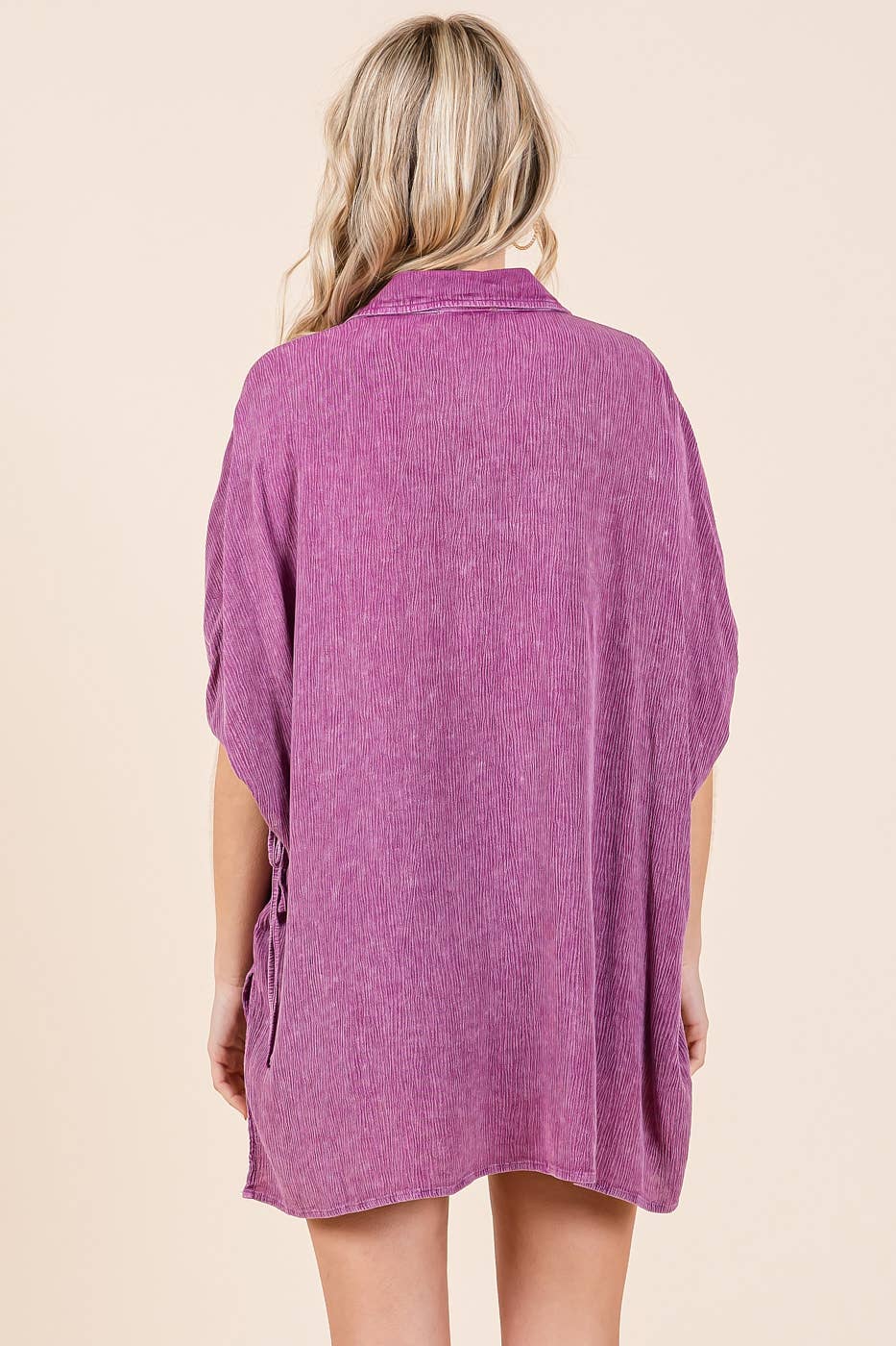 MINERAL WASH LOOSE FIT BUTTON DOWN SHIRT