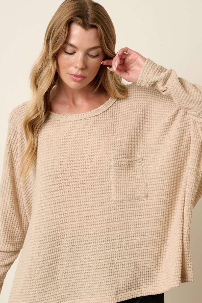 WIDE STRIPE ROUND NECK OVERSIZED KNIT TOP
