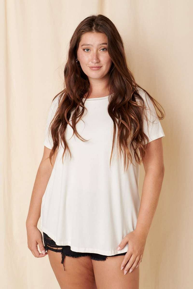 SCOOP NECK BAMBOO TOP - Plus