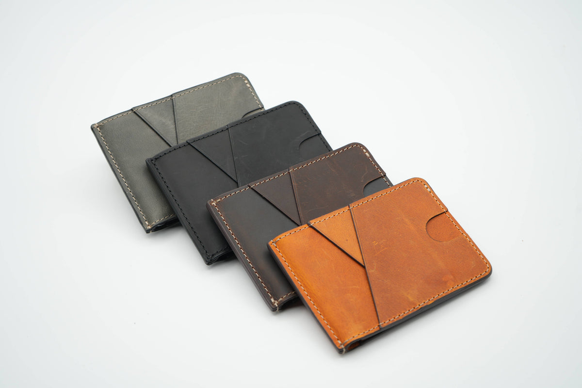 Grey Leather Money Clip Wallet for Men, Bill Clip, Slim Wallet