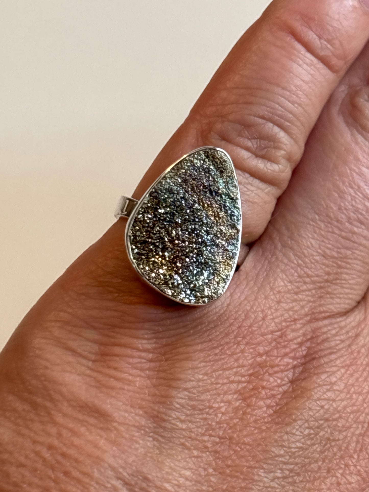 Spectro Pyrite Druzy Ring | Size 7