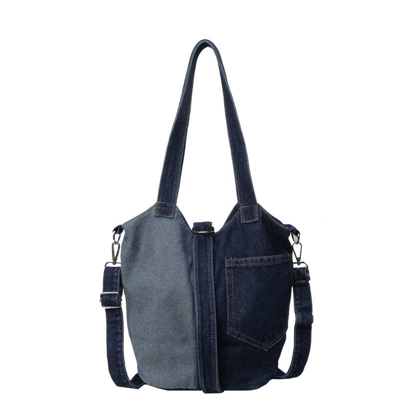 Contrast Color Splice Demin Shoulder bags