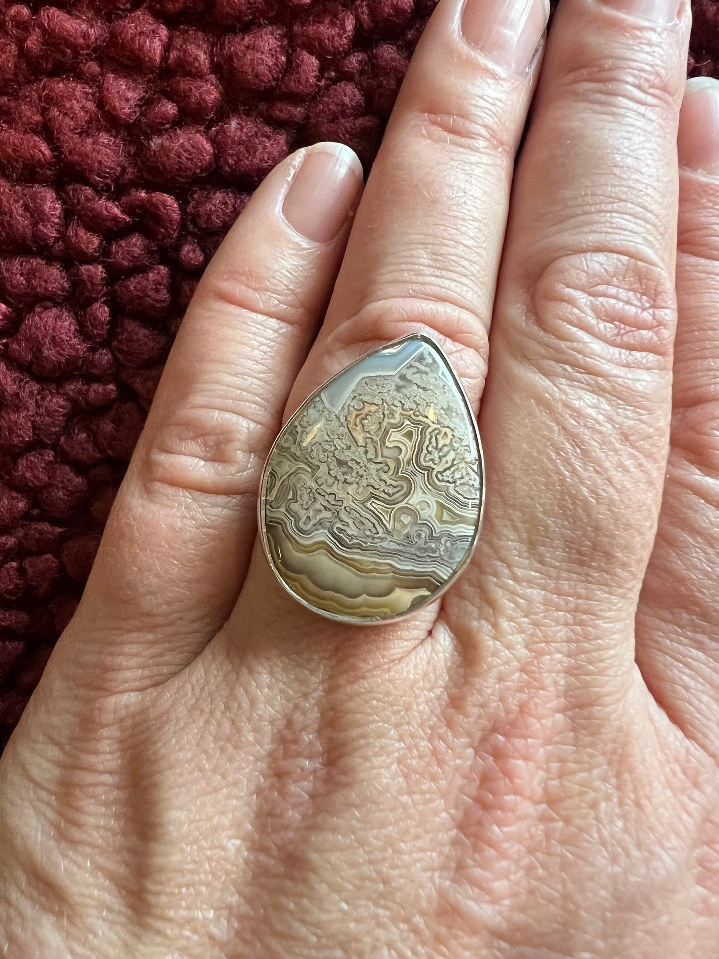 Crazy Lace Agate Ring | Adjustable