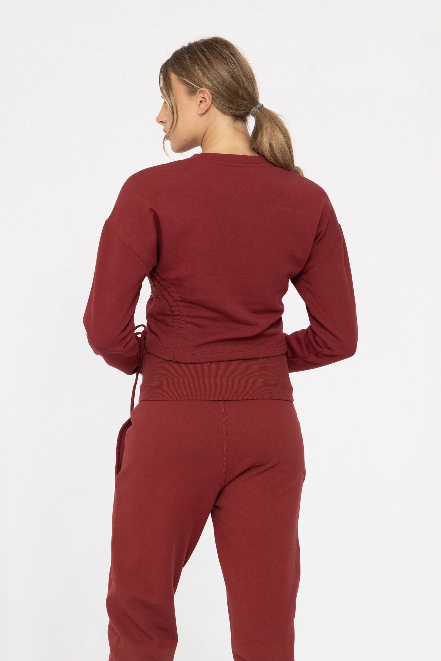 Fleece Side Cinch Crewneck Top