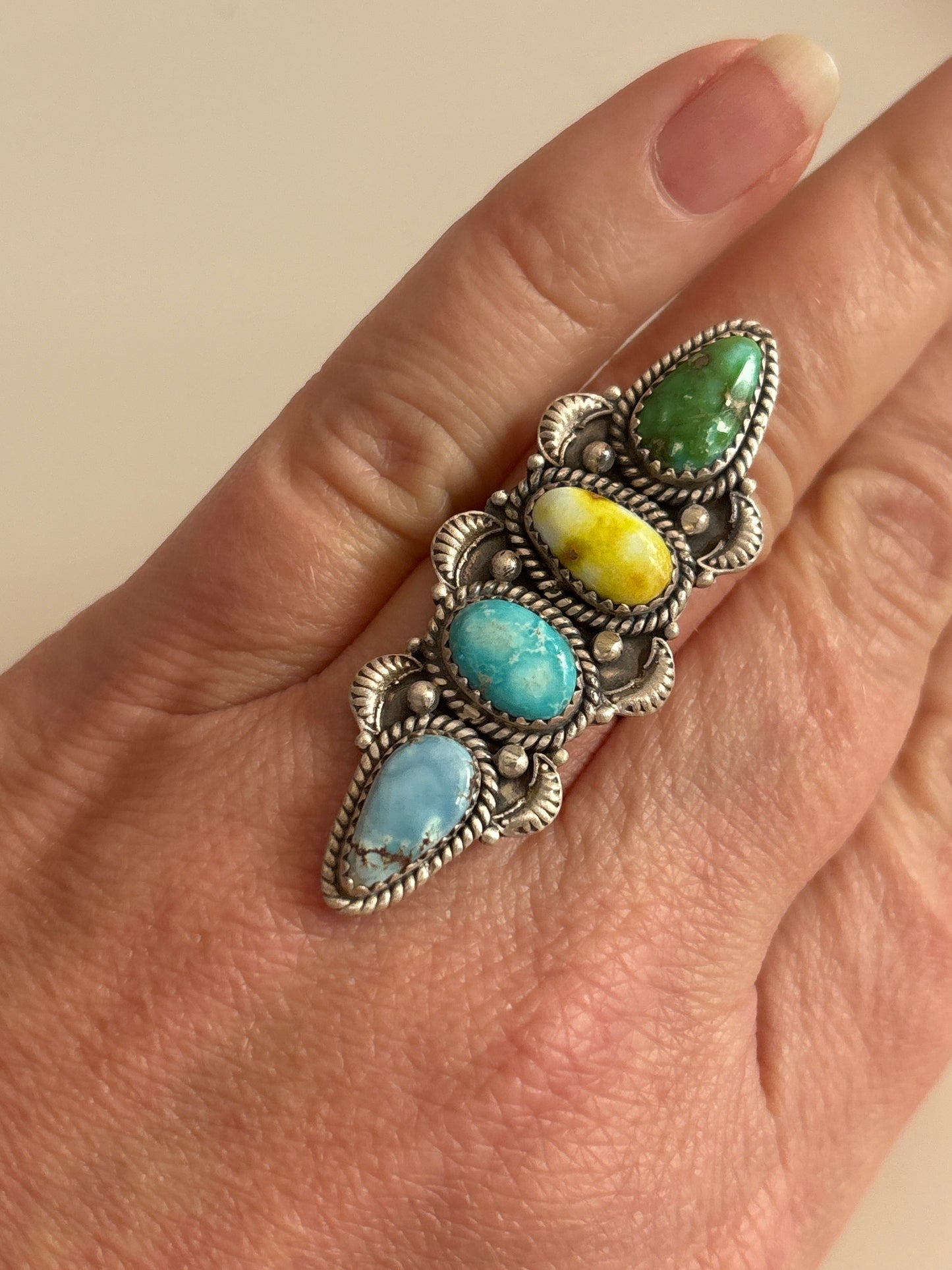 Premium Multi-Stone Crawler Ring | Adjustable