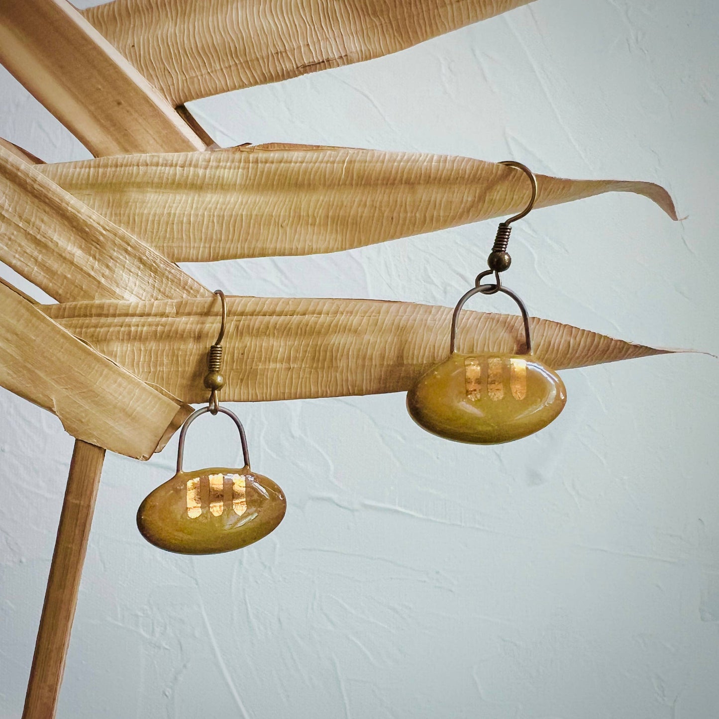 Three Stripes Olive Earrings