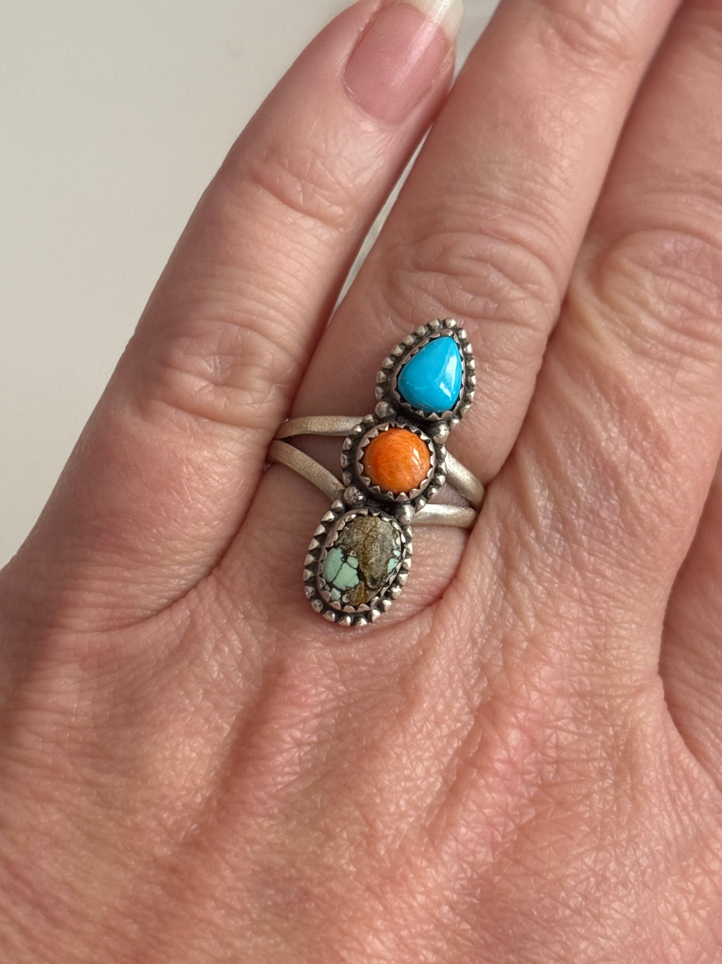 Triple-Stone Premium Turquoise Ring | 8.25