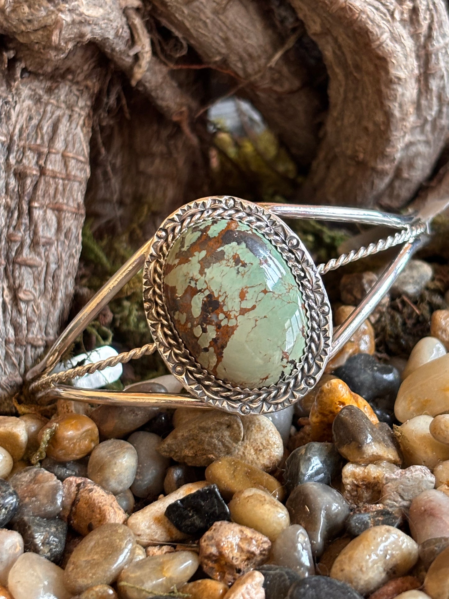 Emerald Valley Turquoise Navajo Cuff Bracelet made by Diné Begaye