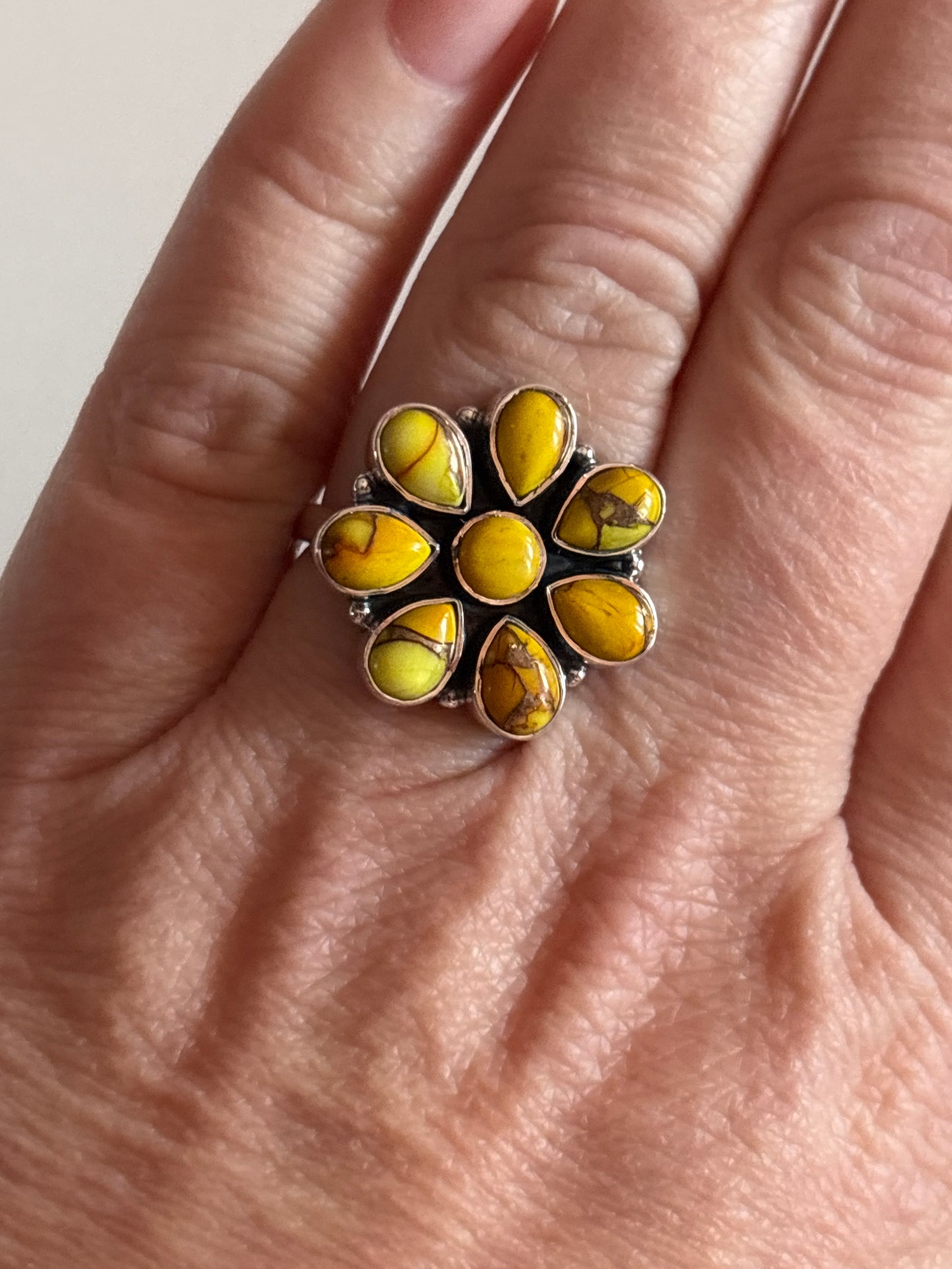 Honey Dahlia Cluster Ring | Adjustable