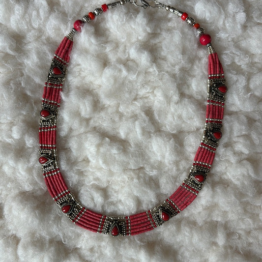 Tibetan Silver & Coral Necklace