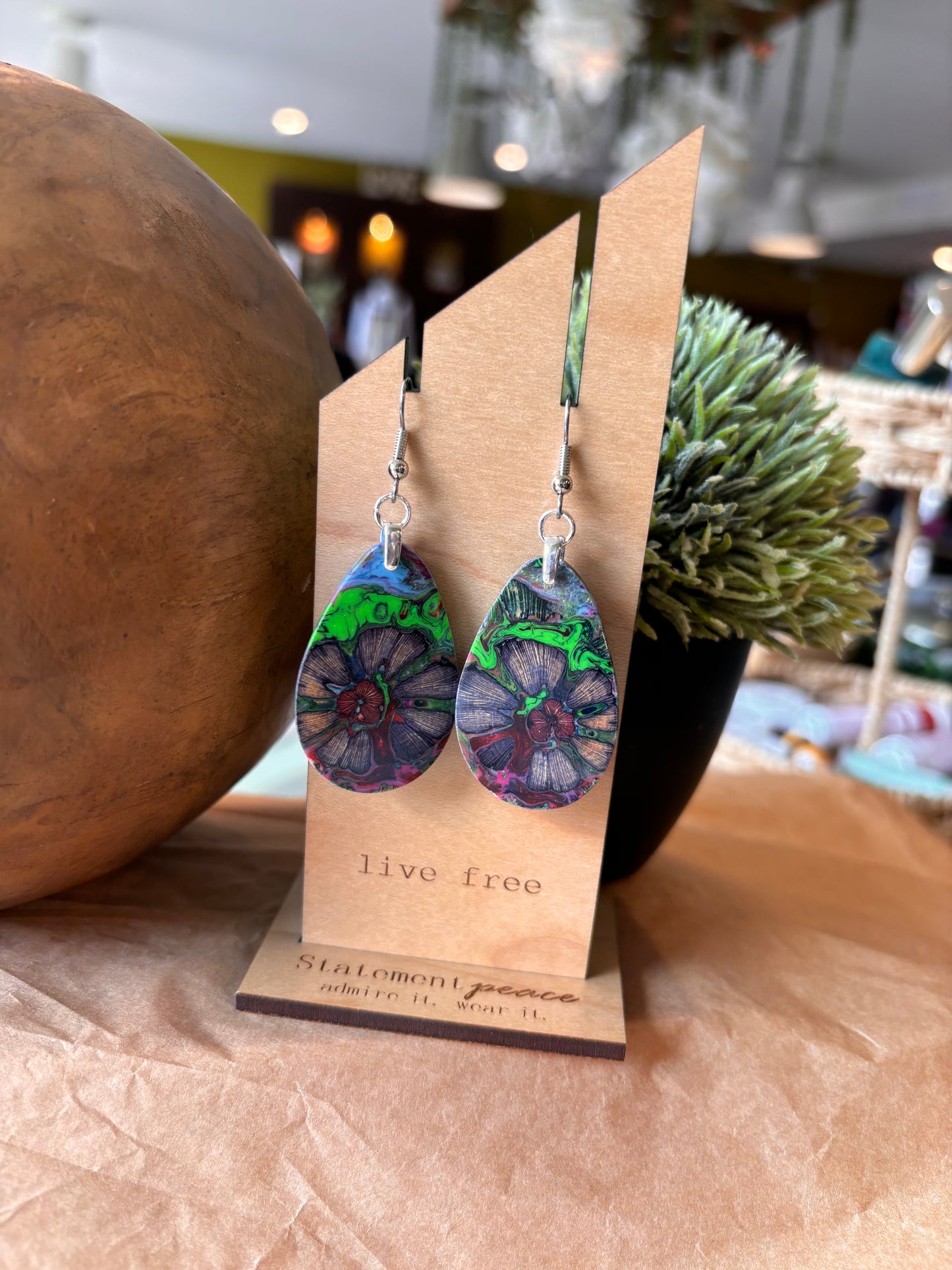 Handcrafted Wood & Resin Earrings