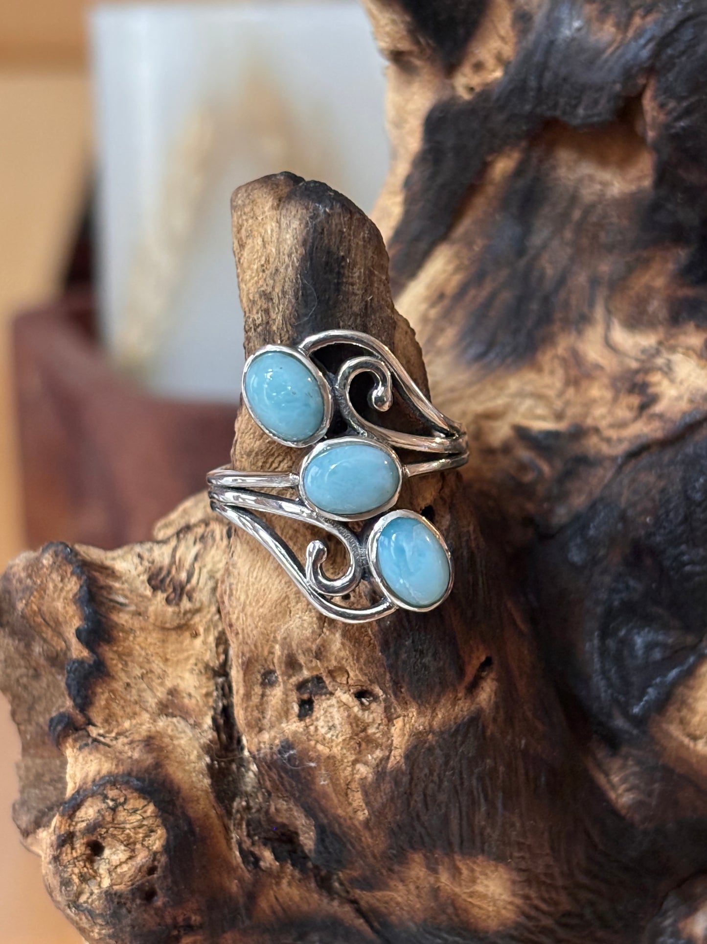 Larimar Bypass Ring | Size 8