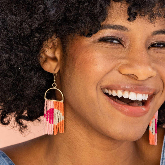 Allison Half Circle Beaded Fringe Earrings | Ink + Alloy