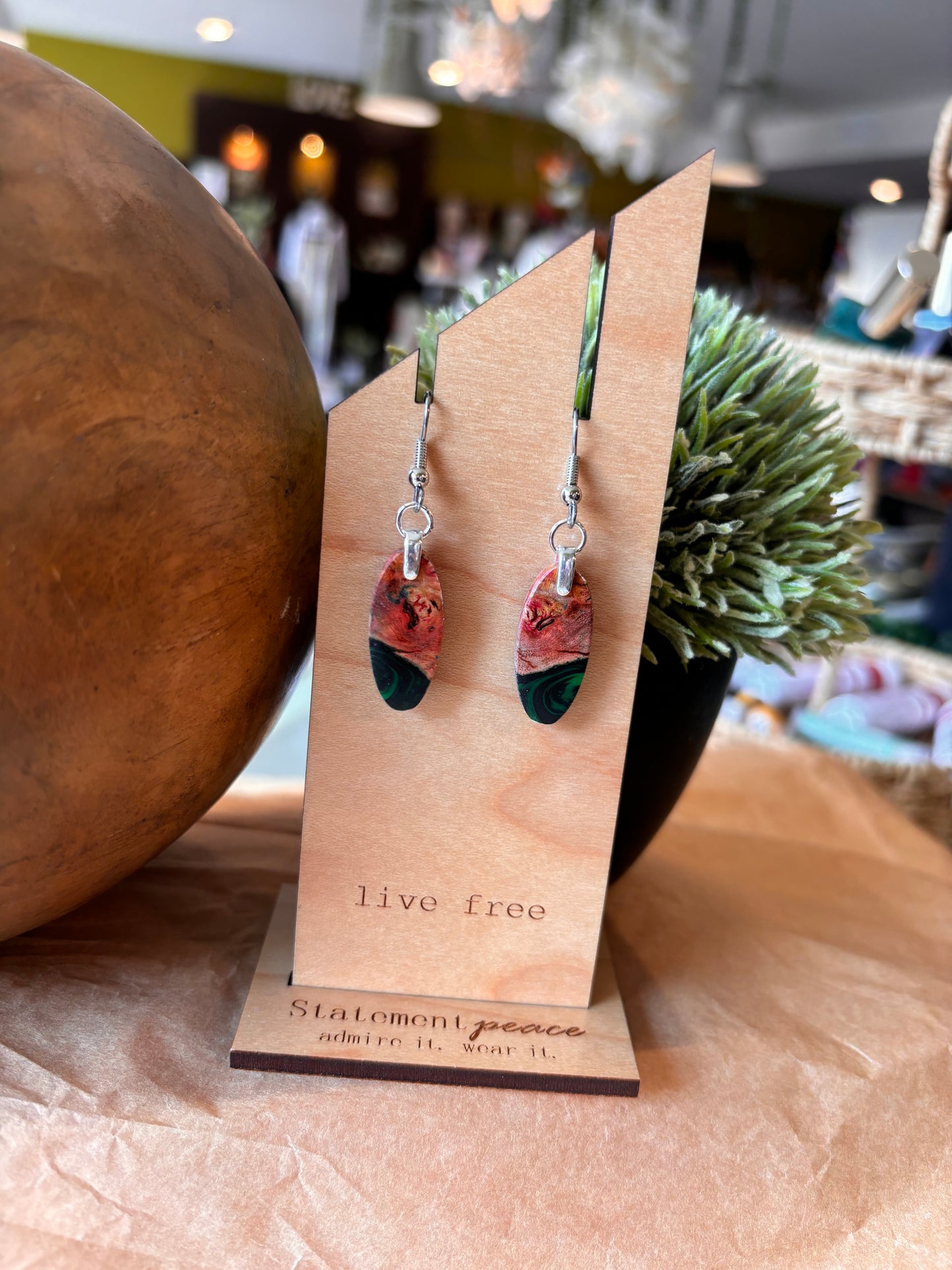 Handcrafted Wood & Resin Earrings