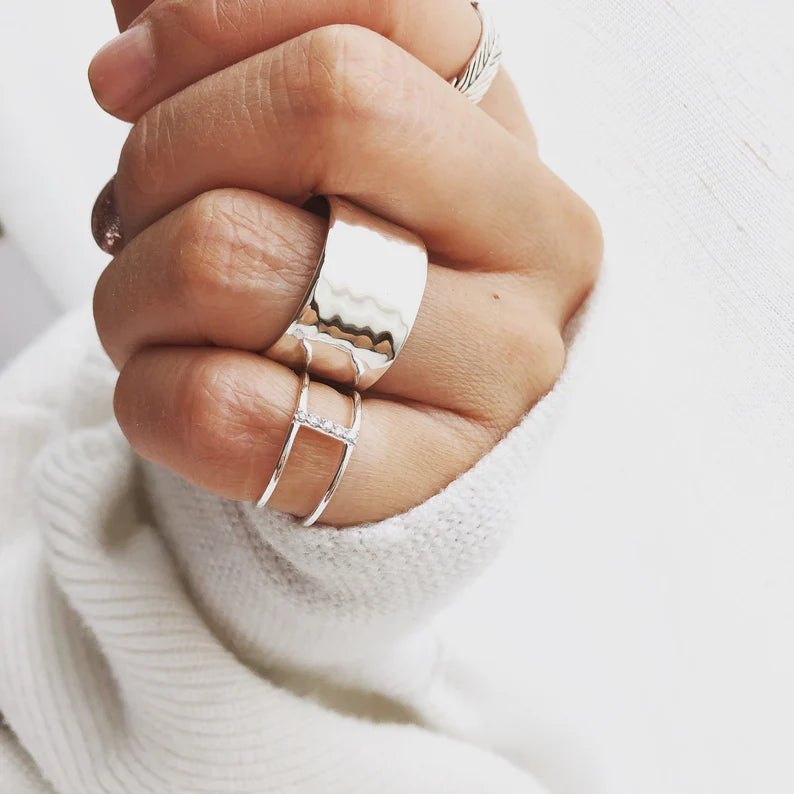 Hammered Silver Bands