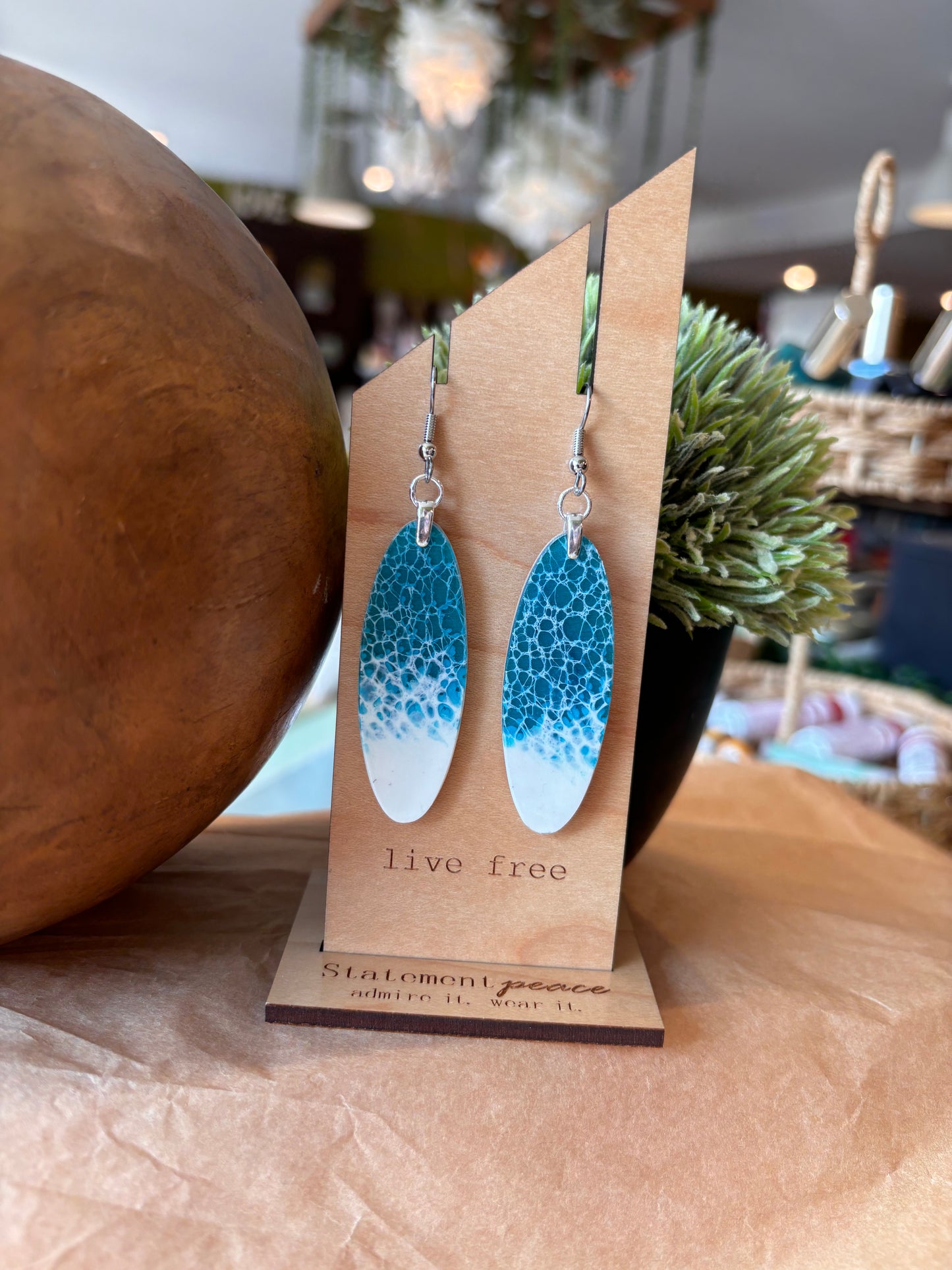 Handcrafted Wood & Resin Earrings