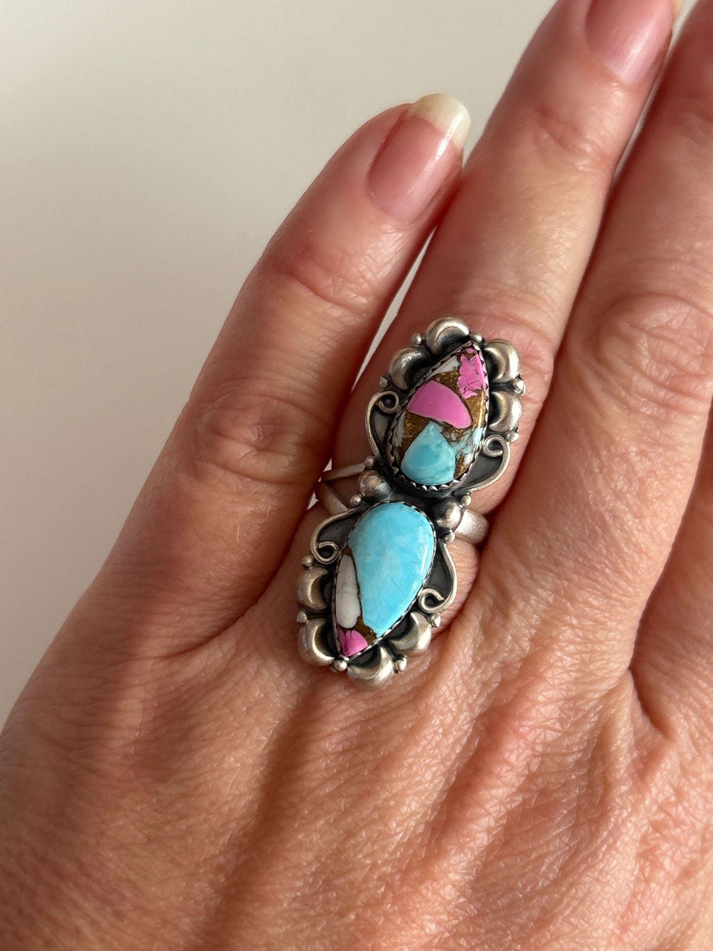 Cotton Candy Turquoise Ring | Adjustable