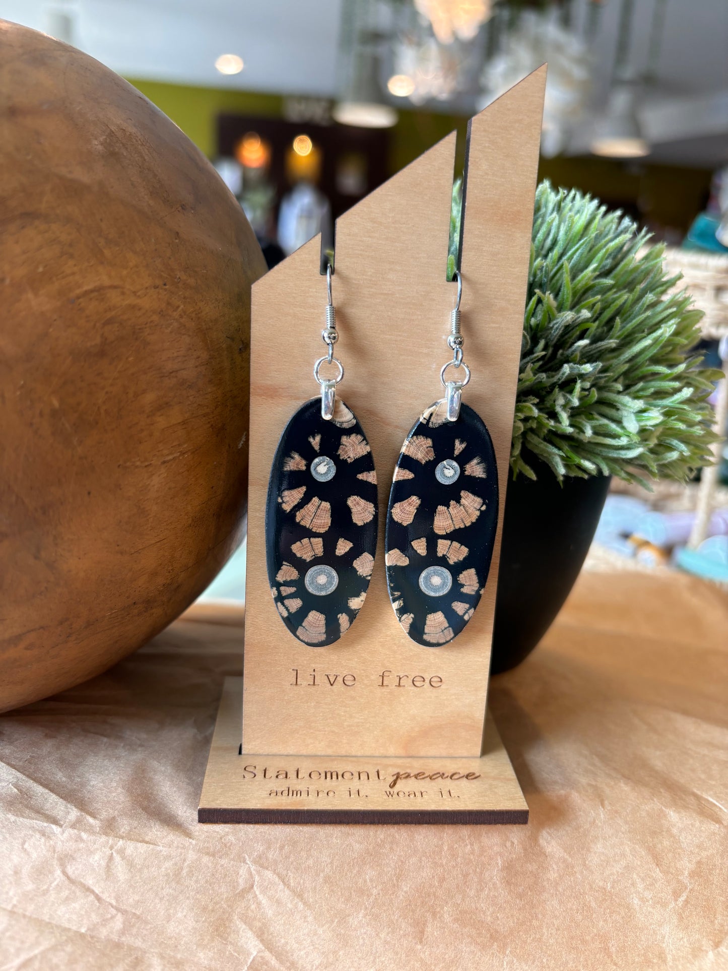 Handcrafted Wood & Resin Earrings