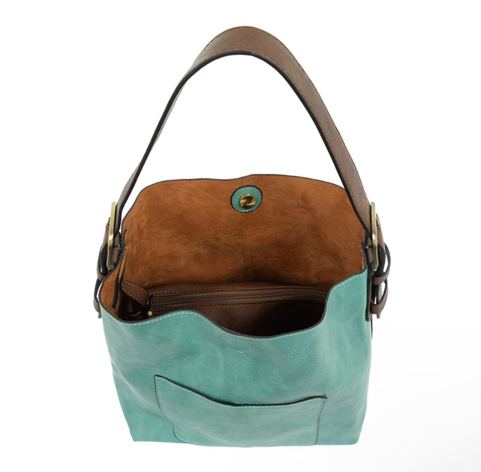 Classic SeaGlass & Brown Hobo Handbag with Bonus Crossbody