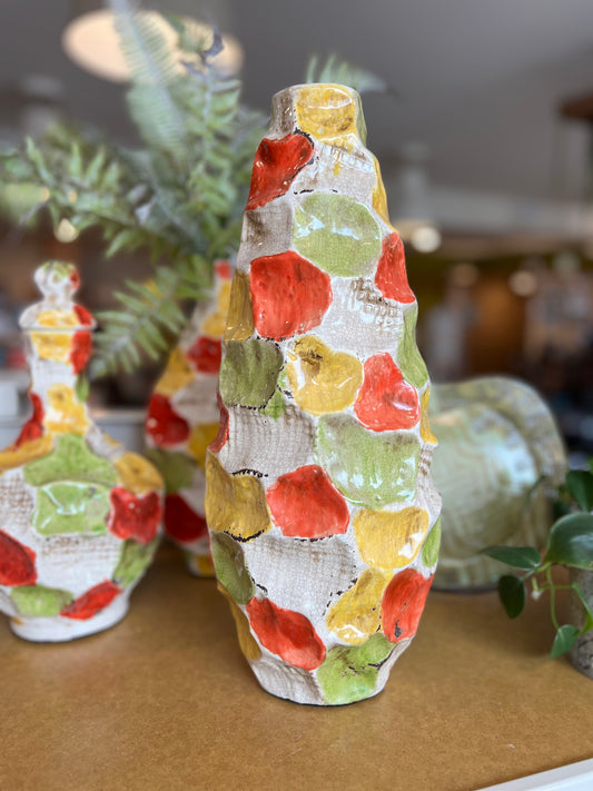 Colorful Retro Extra Tall Pottery Vase