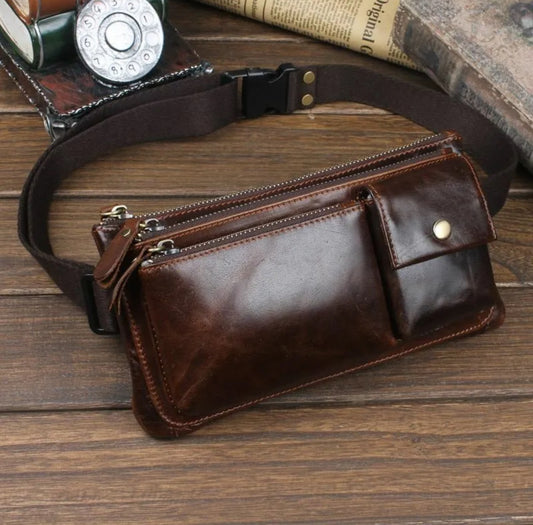 Leather Travel Belt Pouch Fanny Waist Pack