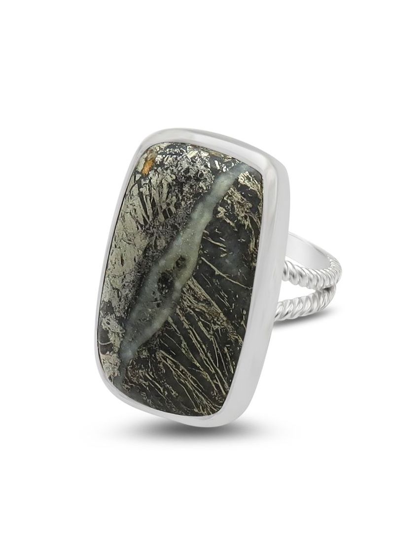 Feather Pyrite Ring |