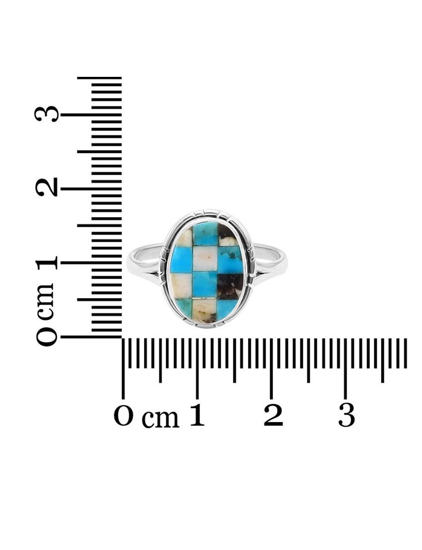 White Buffalo Turquoise Mosaic Ring | Size 10