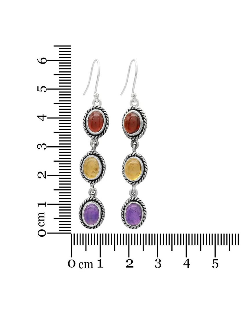 Amethyst Garnet Citrine Earrings