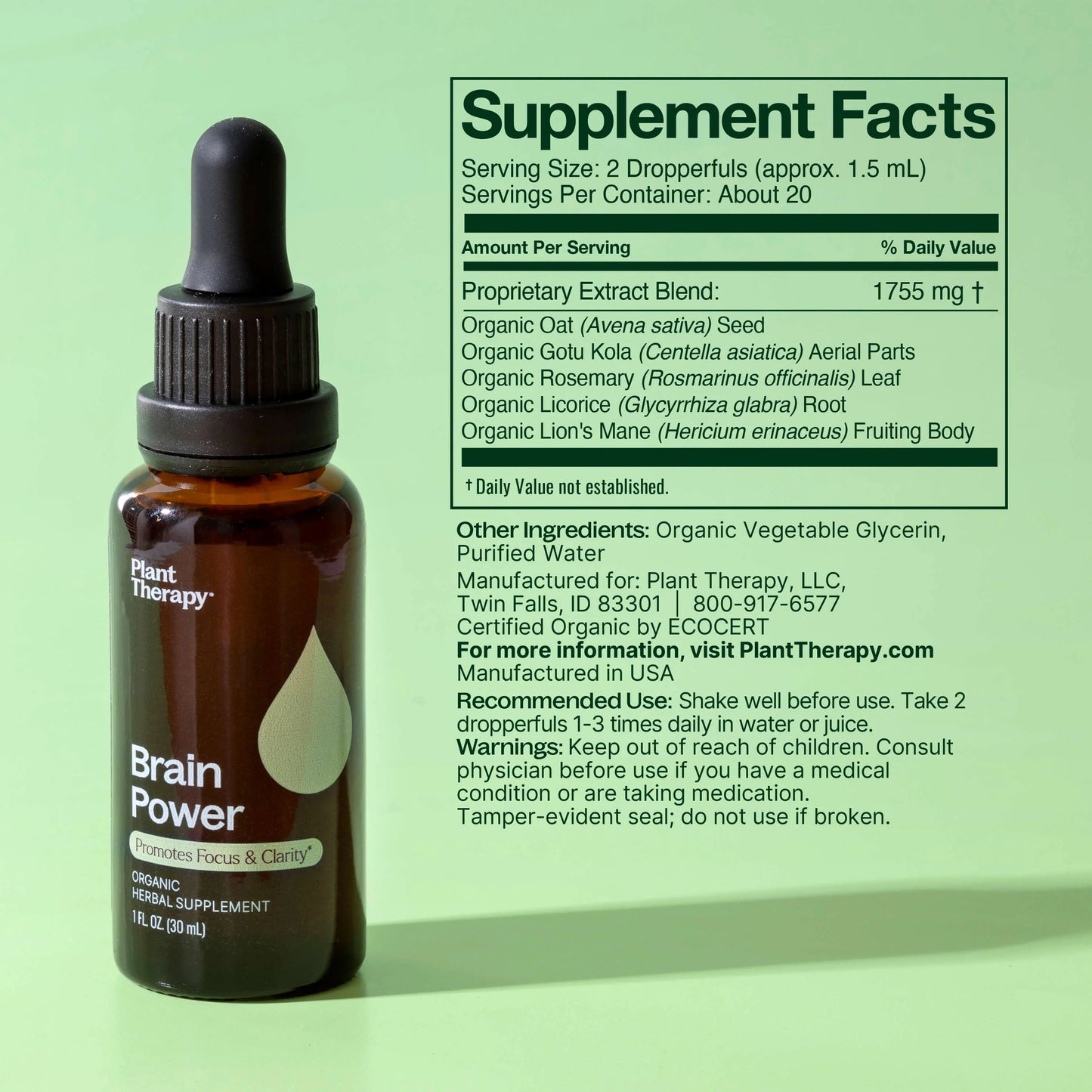 Brain Power Organic Tincture | Plant Therapy