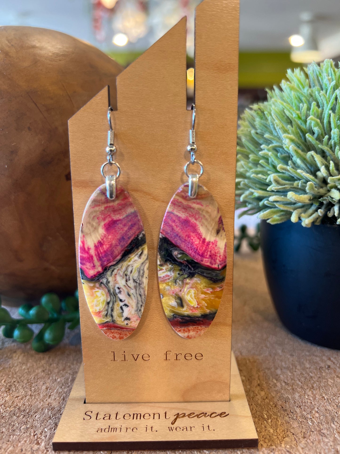 Handcrafted Wood & Resin Earrings