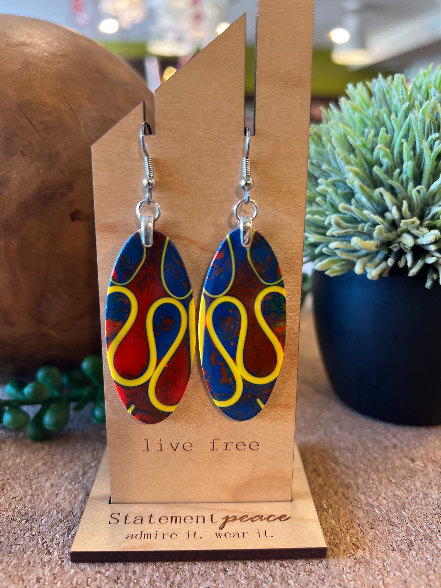 Handcrafted Wood & Resin Earrings