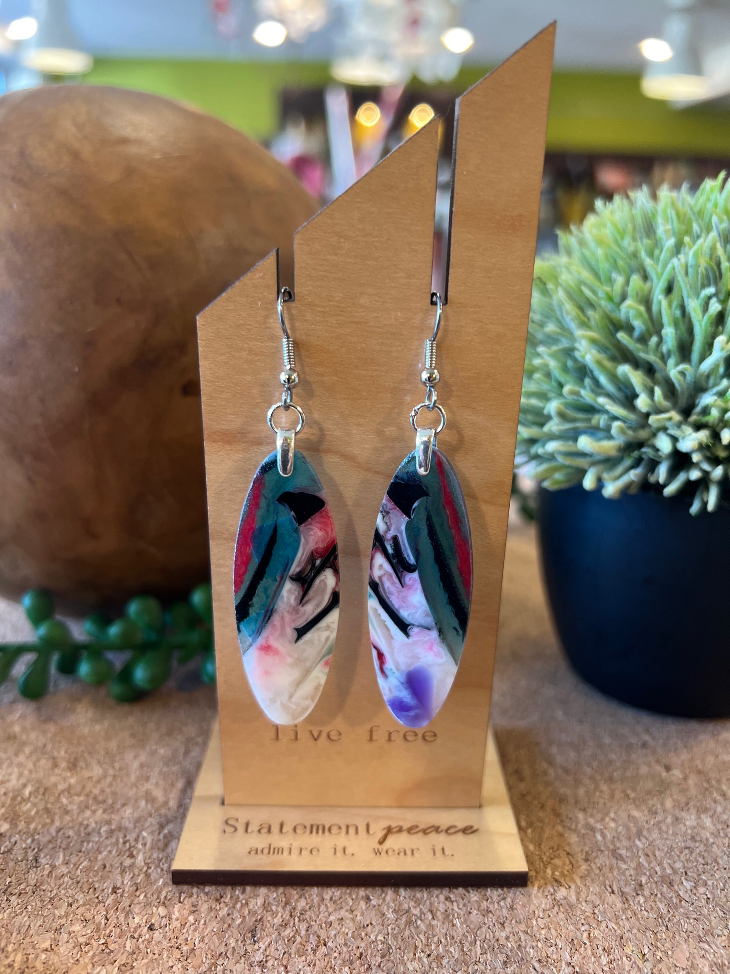 Handcrafted Wood & Resin Earrings