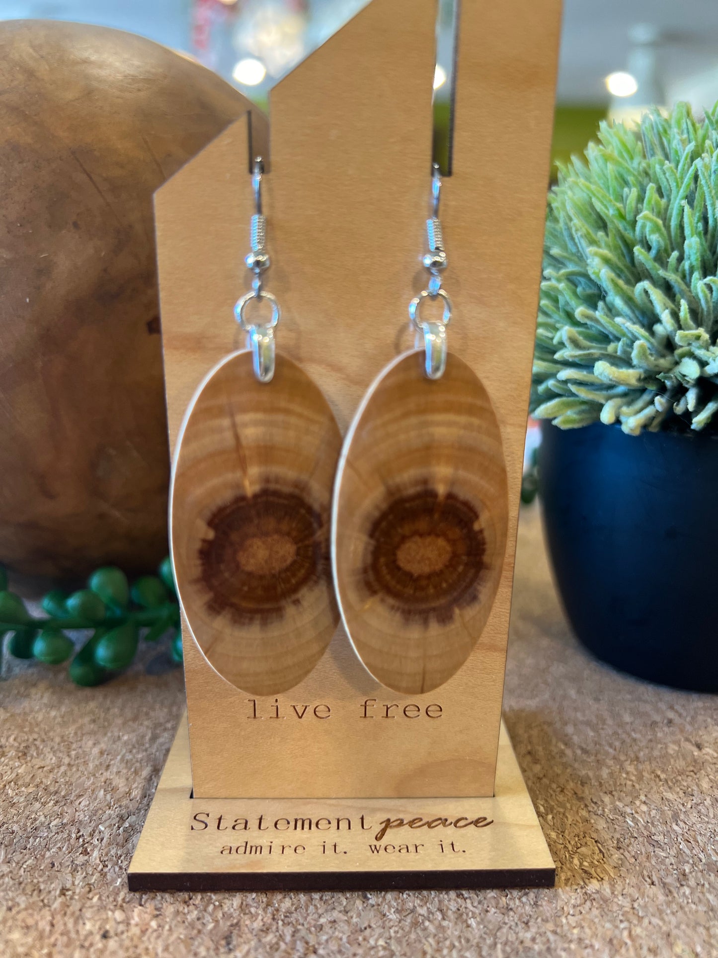 Handcrafted Wood & Resin Earrings