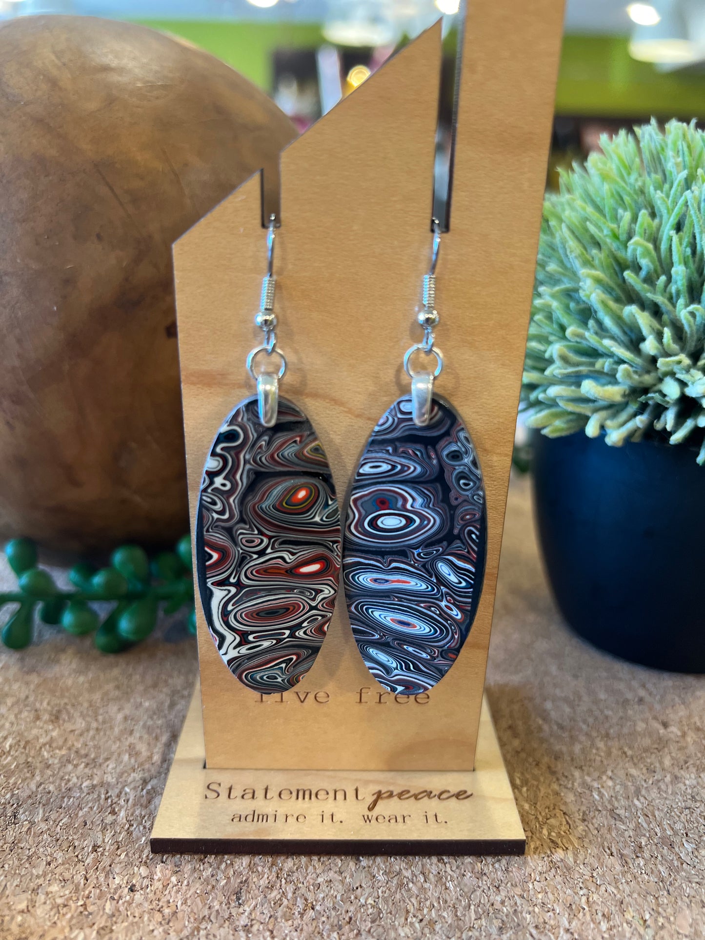 Handcrafted Wood & Resin Earrings