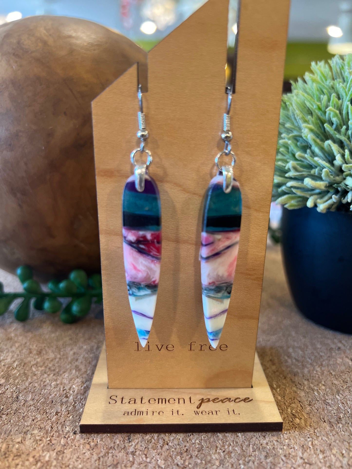 Handcrafted Wood & Resin Earrings