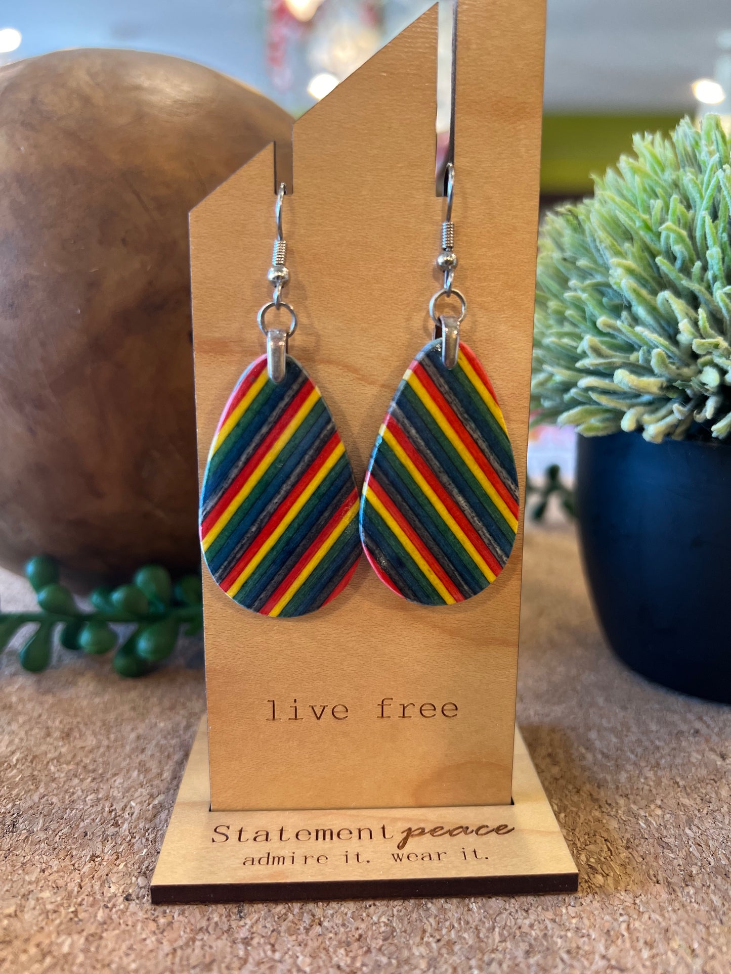 Handcrafted Wood & Resin Earrings