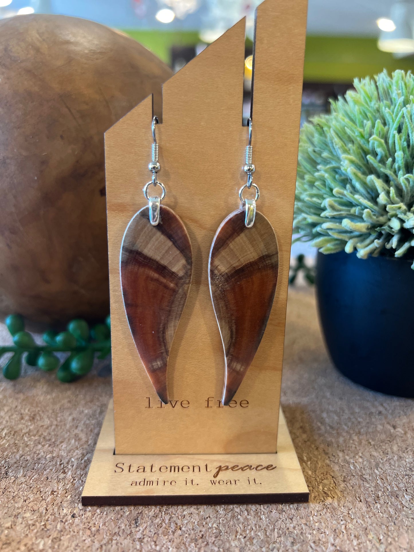 Handcrafted Wood & Resin Earrings