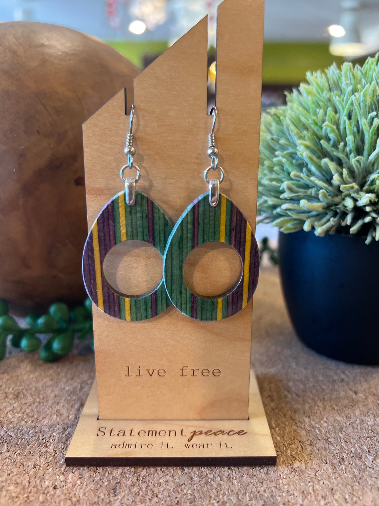 Handcrafted Wood & Resin Earrings