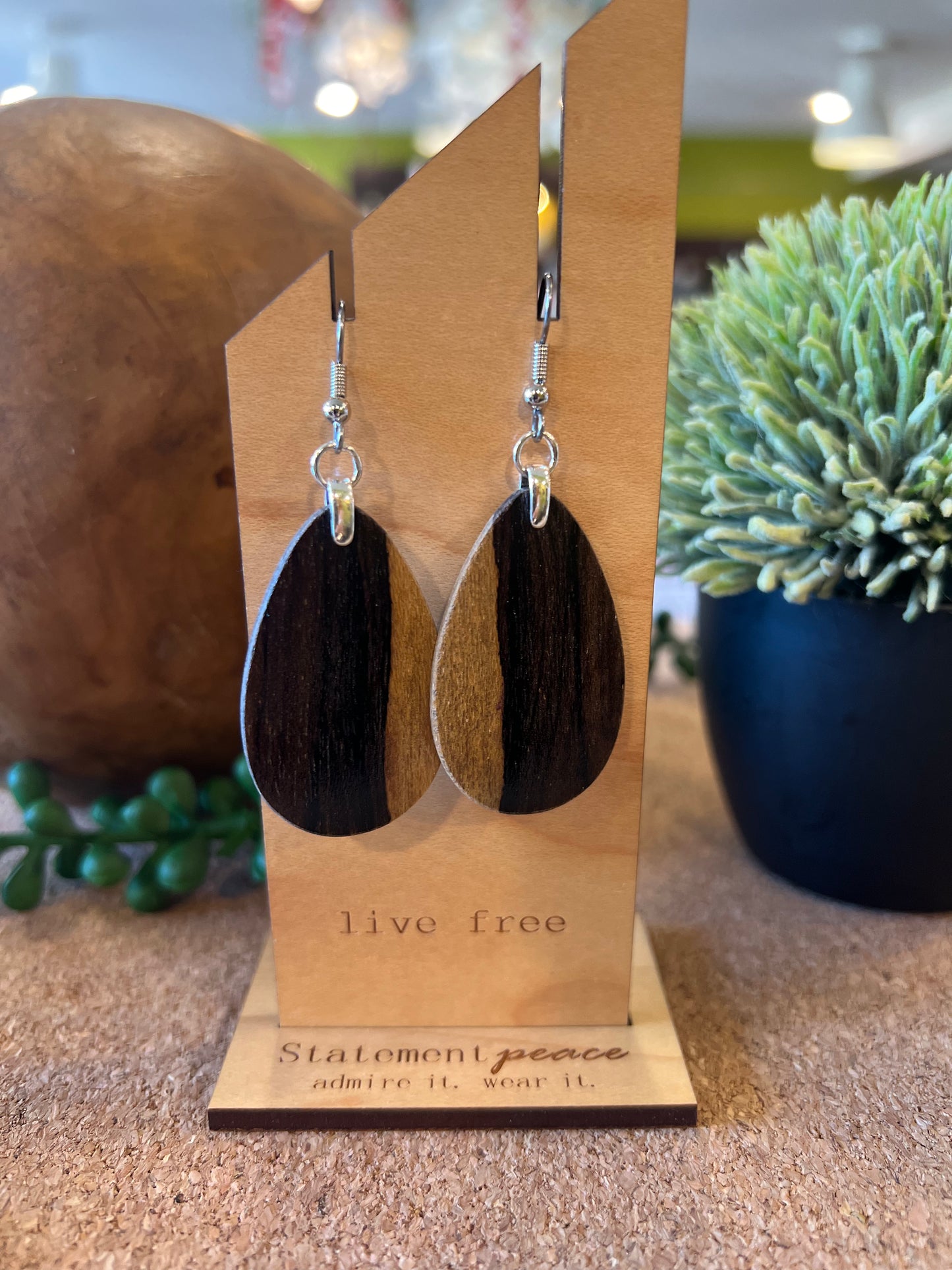 Handcrafted Wood & Resin Earrings