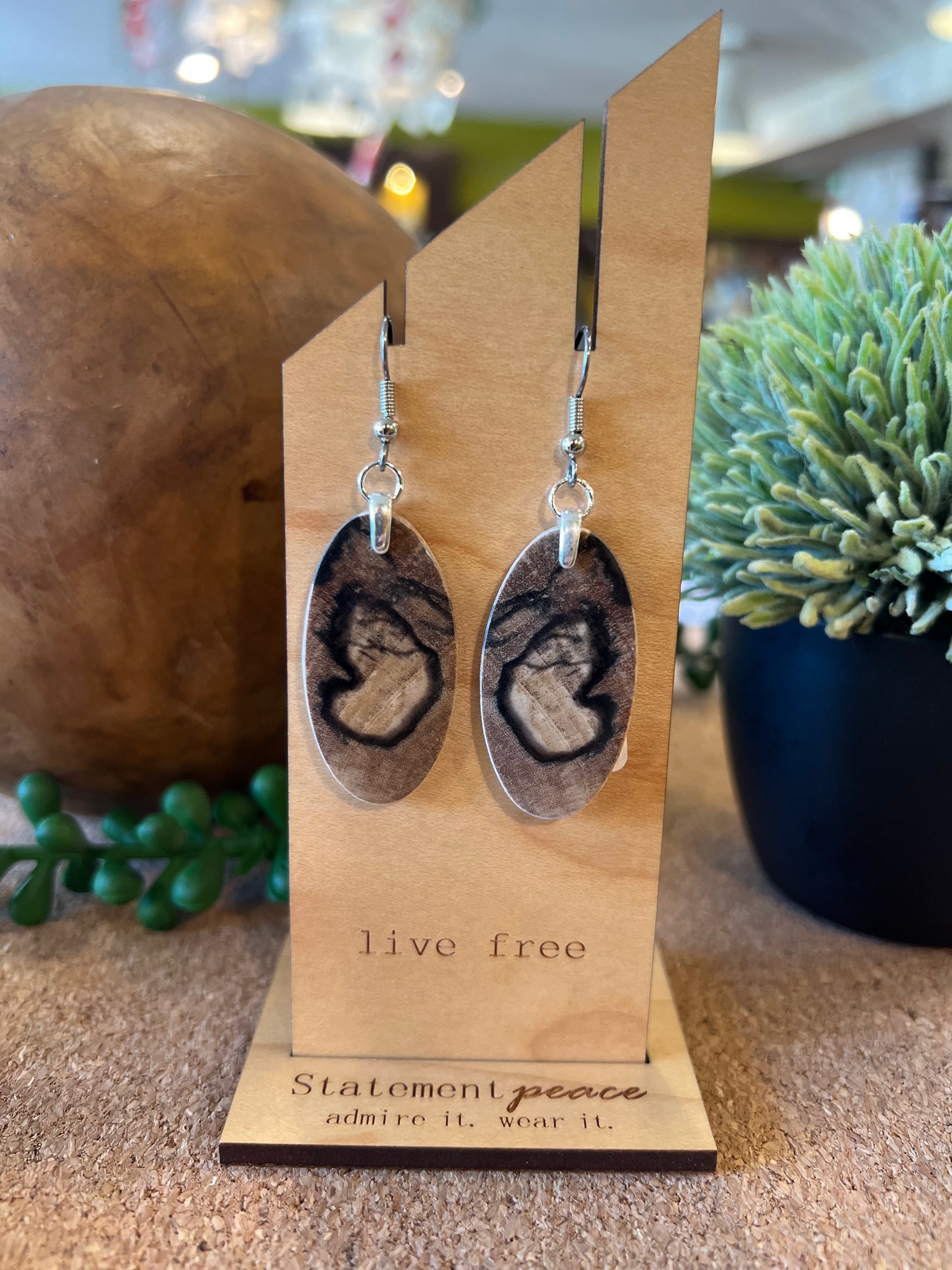 Handcrafted Wood & Resin Earrings