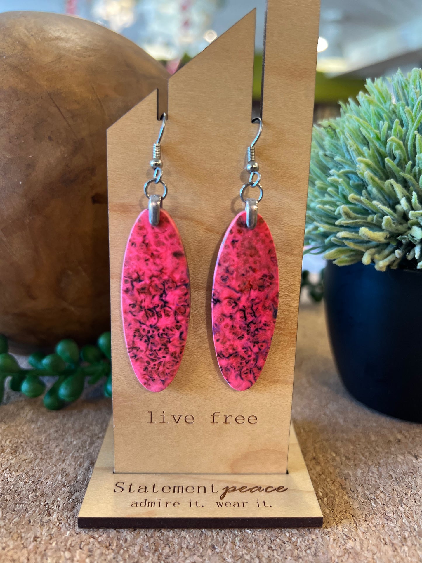 Handcrafted Wood & Resin Earrings