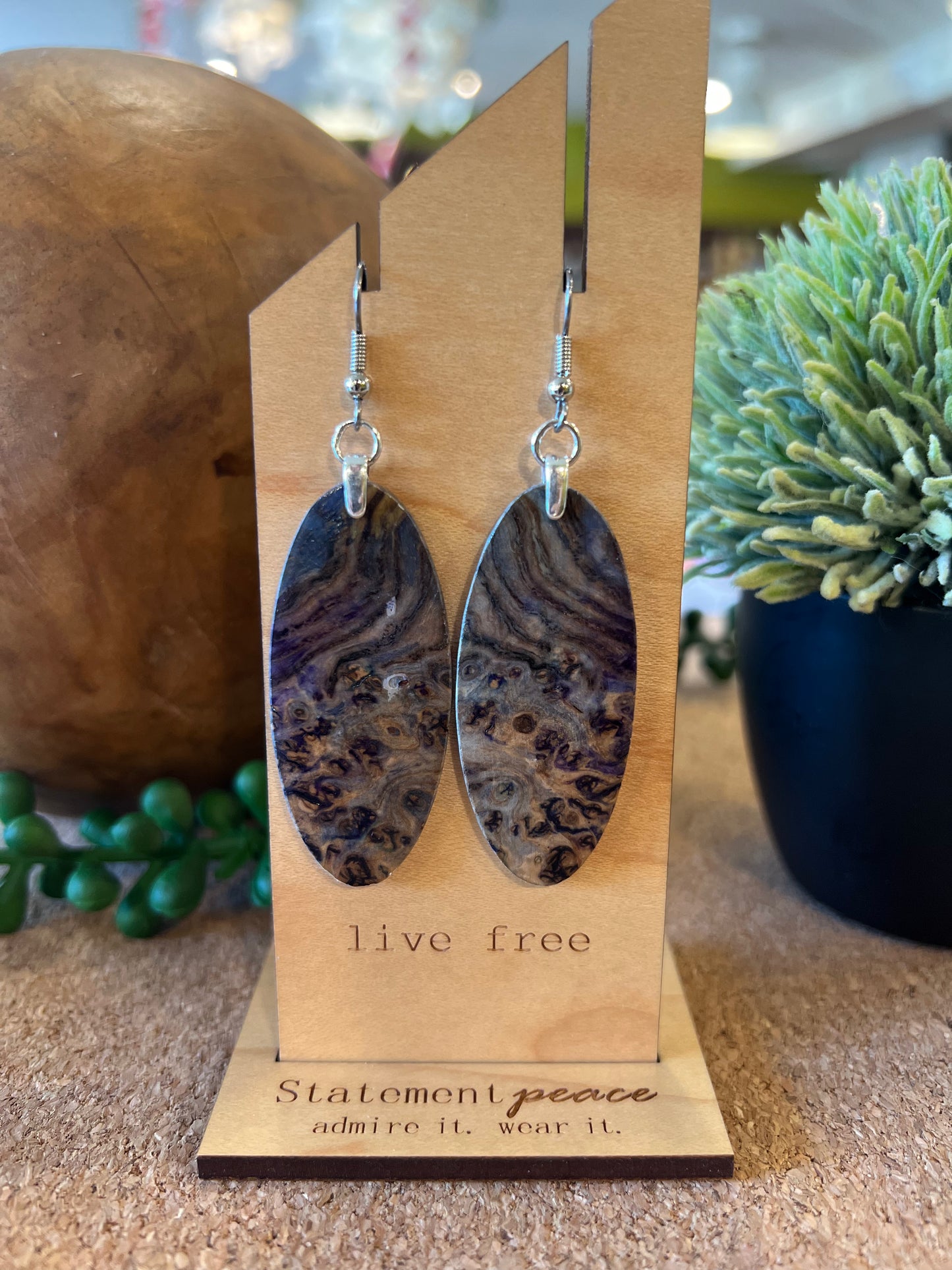 Handcrafted Wood & Resin Earrings