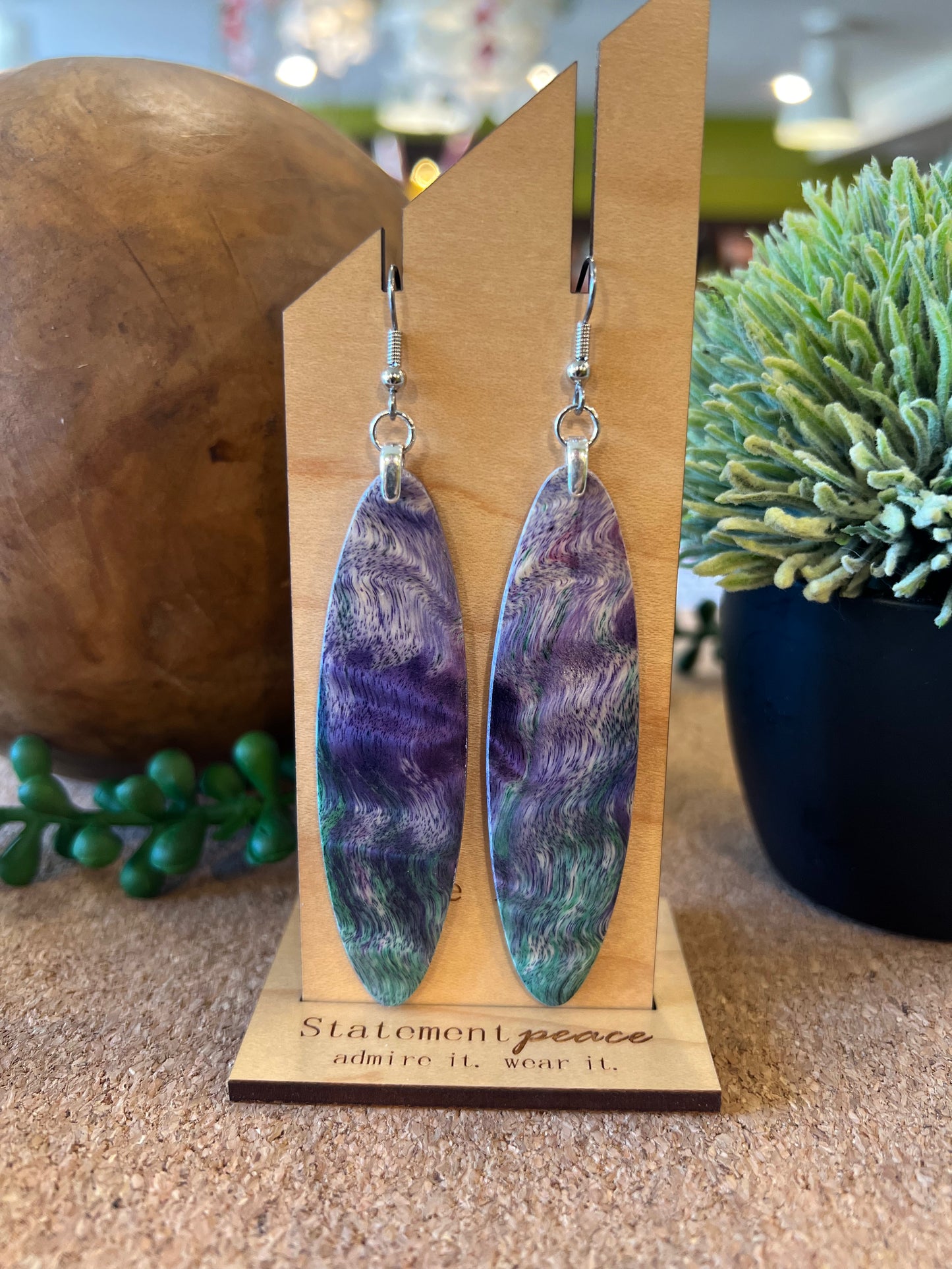 Handcrafted Wood & Resin Earrings